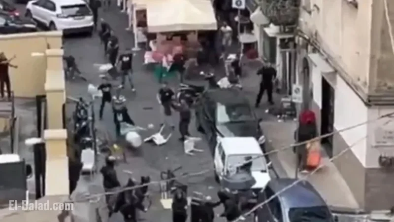 Napoli and Sporting Lisboa Fans Clash in Intense Confrontation Video