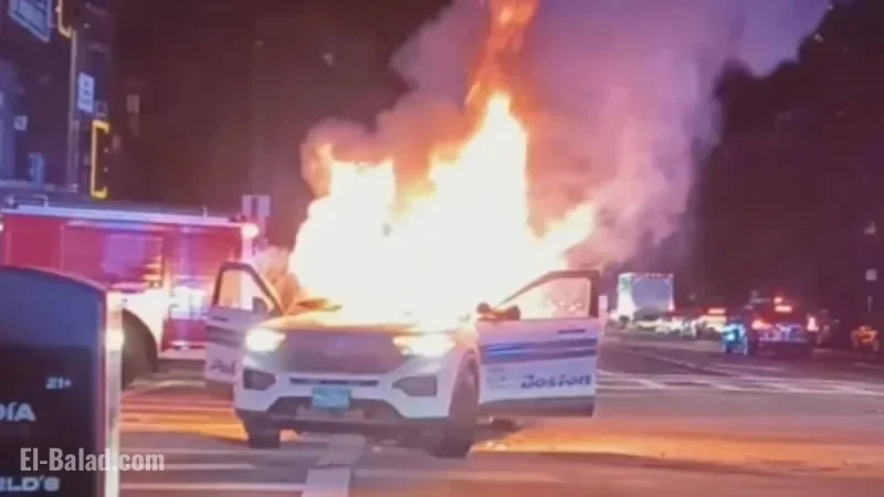 Boston Police Cruiser Set Ablaze in Massive 100-Person Vehicle Takeover