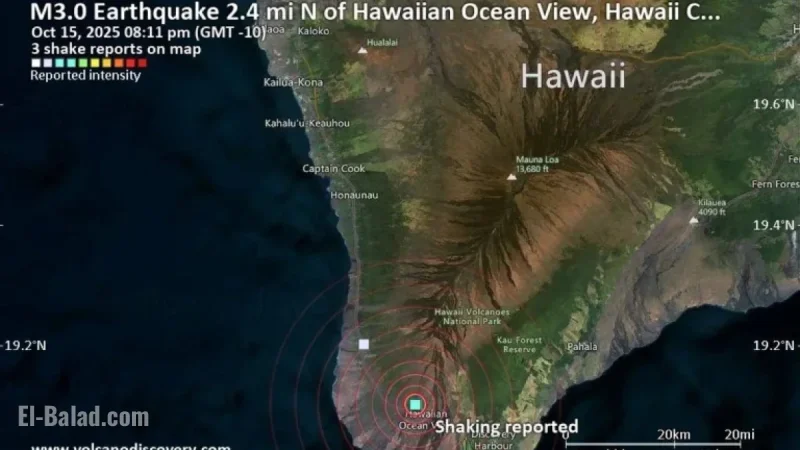 Possible Earthquake Rocks Near Hawaiian Ocean View, Hawaii