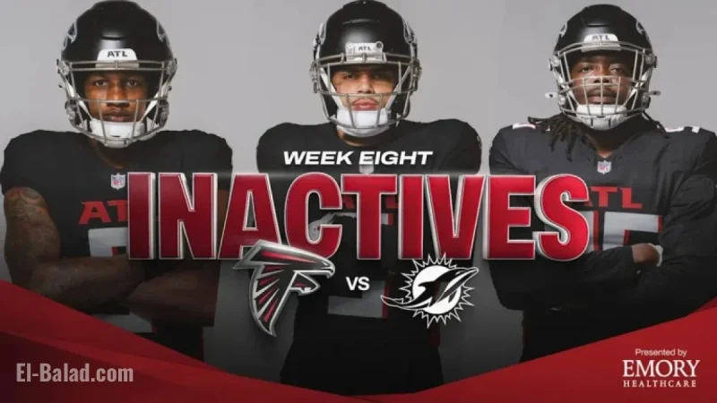 Atlanta Falcons Announce Inactive Players for Miami Dolphins Game