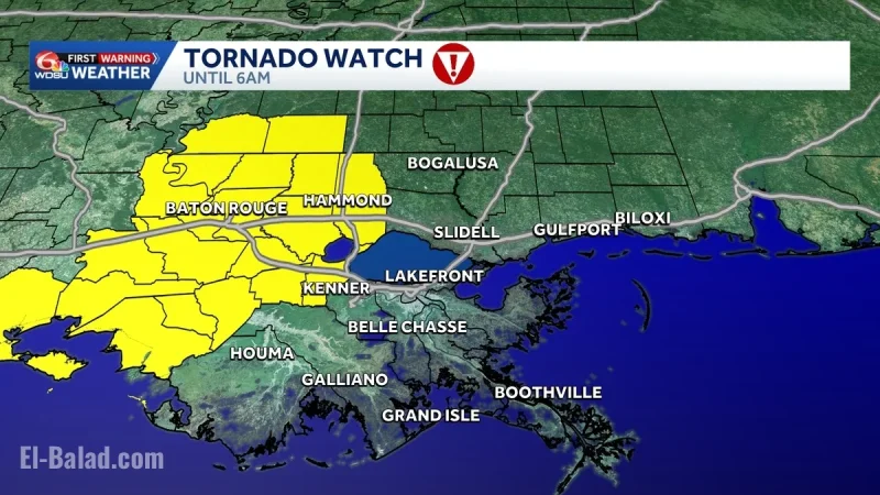 Tornado watch: overnight storms rattle Gulf Coast and Southern Plains as forecasters flag brief spin-up risk