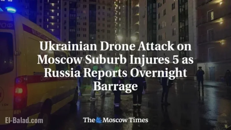 Ukrainian Drone Strikes Moscow Suburb, Injuring 5 amid Overnight Barrage