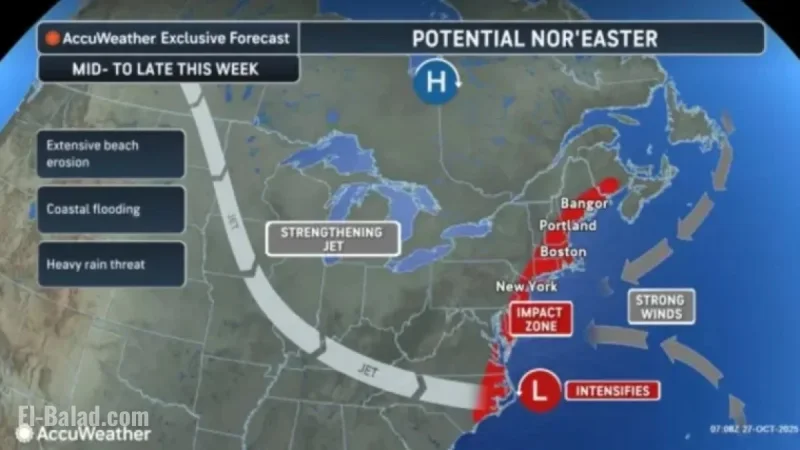 Nor’easter Update: 50 mph Wind Gusts and 2 Inches of Rain Expected