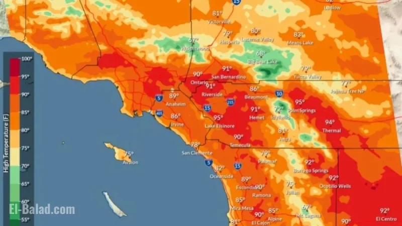 Heat advisory expands for Southern California: hottest days Tuesday–Wednesday with valleys near upper 90s