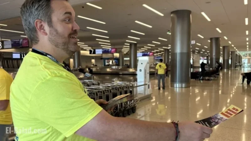 Air Traffic Controllers Distribute Flyers at SLC International Airport