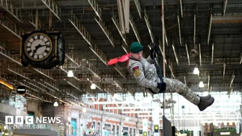 Royal Marines Abseil into Waterloo for Poppy Day Tribute