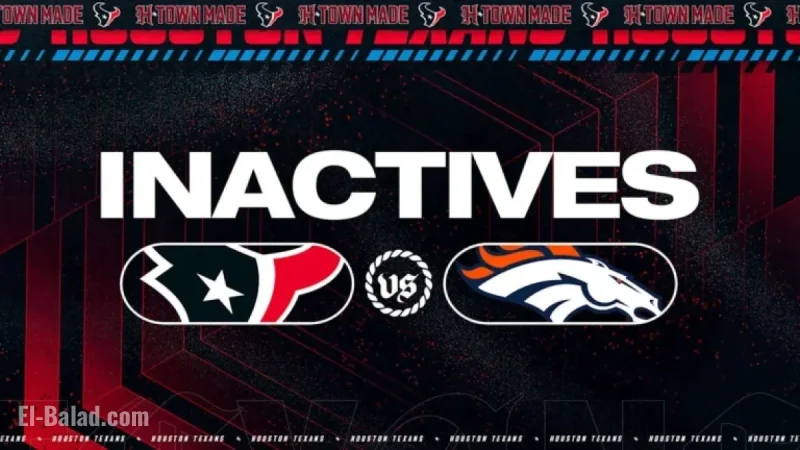 Texans Announce Week 9 Inactives Against Denver Broncos