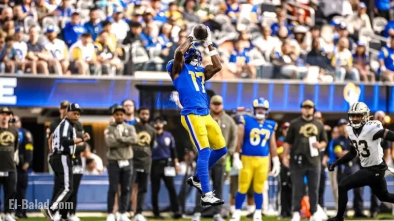Rams WR Davante Adams Secures 20-Yard Pass from Matthew Stafford vs. Saints