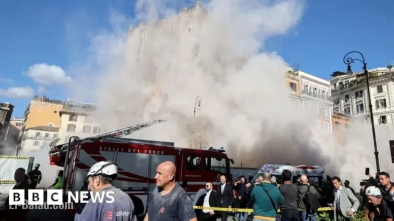 Rescue Efforts Ongoing as Medieval Tower Partially Collapses in Rome