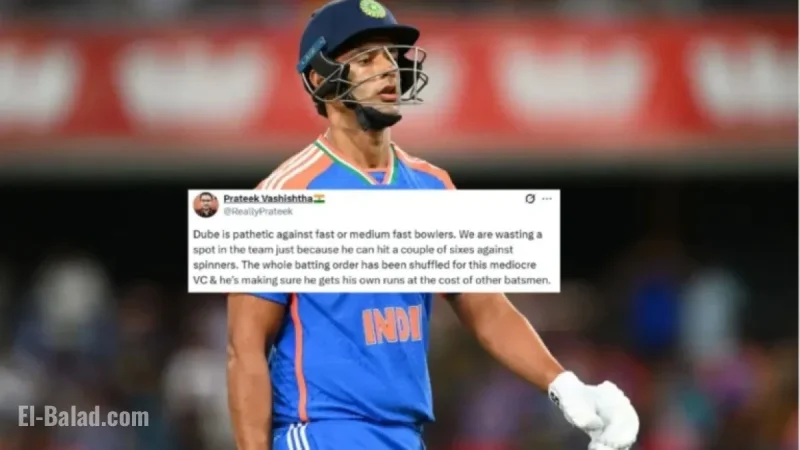 Fans Criticize Shivam Dube’s Slow 18-Ball 22 in AUS vs IND T20I