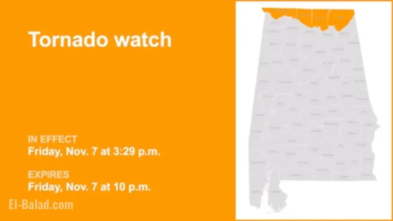 Tornado Alert for North Alabama Extended Through Friday Night