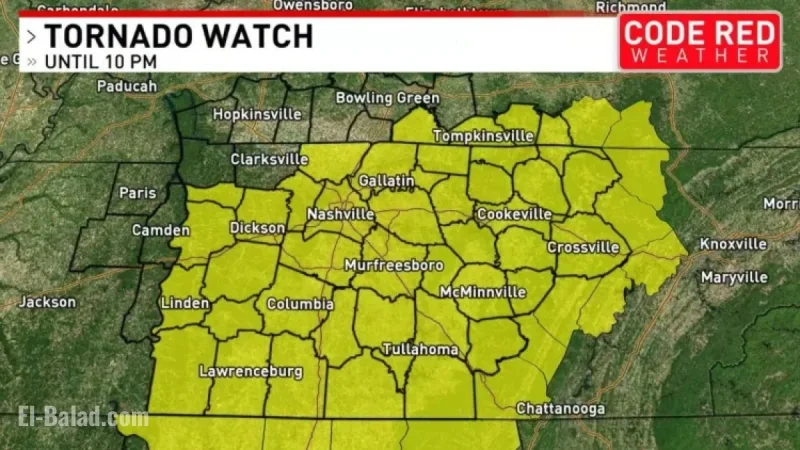 Tornado Watch Issued for Most of Middle Tennessee, Southern Kentucky