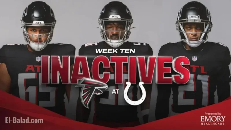 Atlanta Falcons Announce Inactives for Game Against Indianapolis Colts