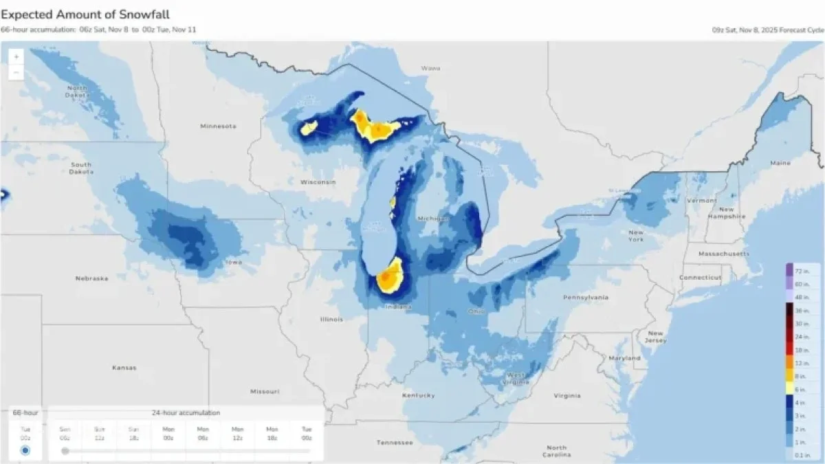 Michigan Snowfall Forecast: Color-Coded Map Reveals Monday’s Expected ...