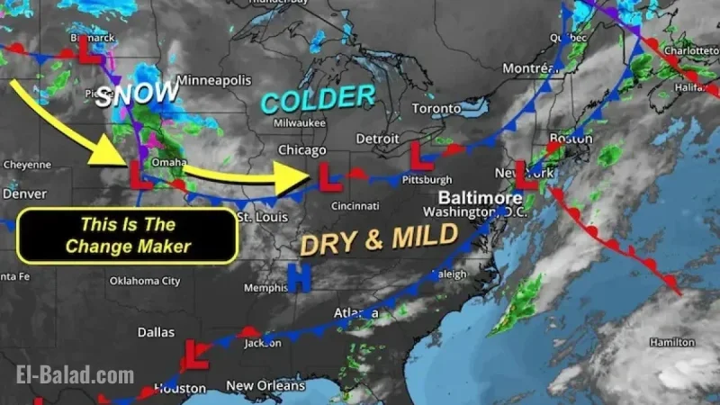 Mild Weekend Forecast: Rain Sunday, Arctic Chill and Mountain Snow Monday