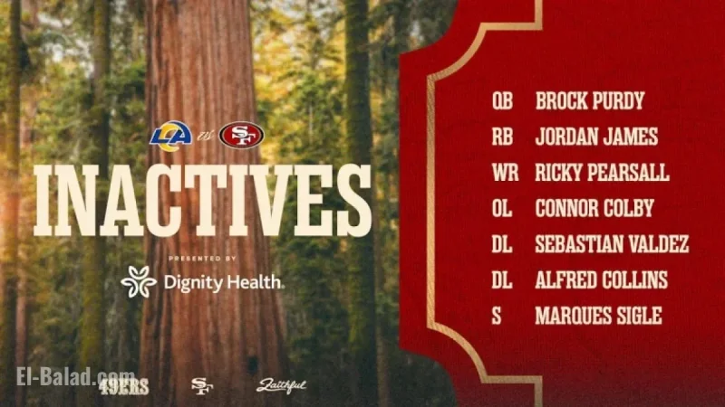 Keion White Plays, Alfred Collins Sidelined; Week 10 Inactives for LAR vs. SF