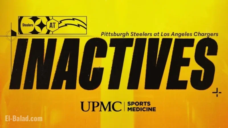 Steelers Announce Inactive Players for Week 10 Against Chargers