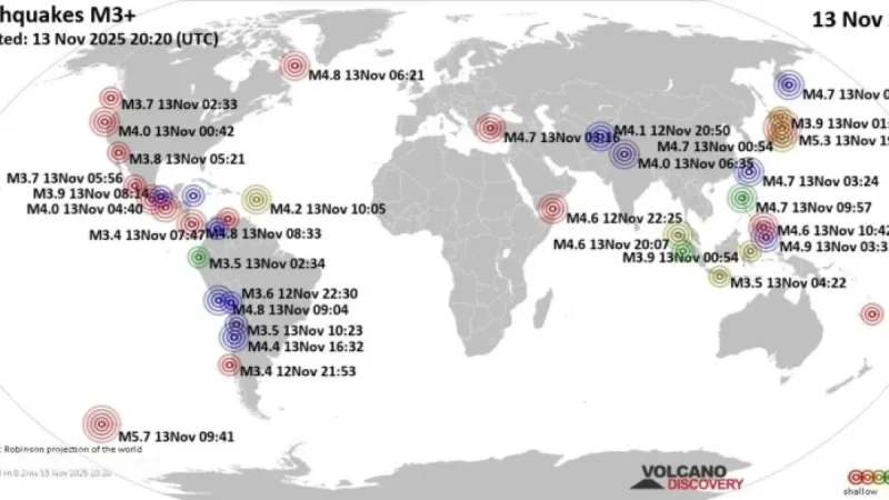 Global Earthquake Summary for Thursday, November 13, 2025