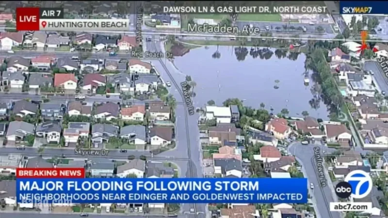 Storm Causes Severe Flooding in Huntington Beach Neighborhood