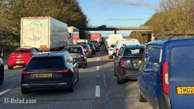 Lorry-Car Crash Causes 10-Mile Delays on Motorway