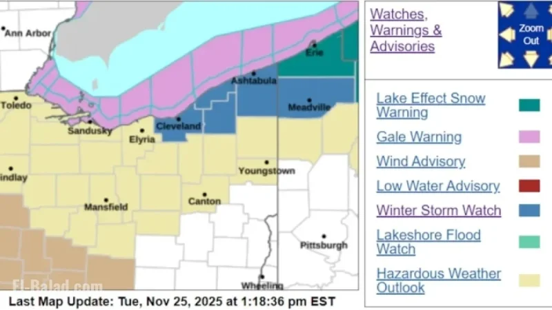 Winter Storm Watch to Impact Northeast Ohio Starting Thanksgiving Morning