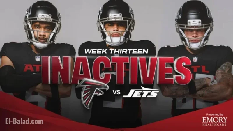 Atlanta Falcons Announce Inactive Players for Week 13 Against Jets