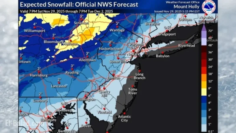 N.J. Weather Forecast: Up to 4 Inches of Snow Expected Tuesday