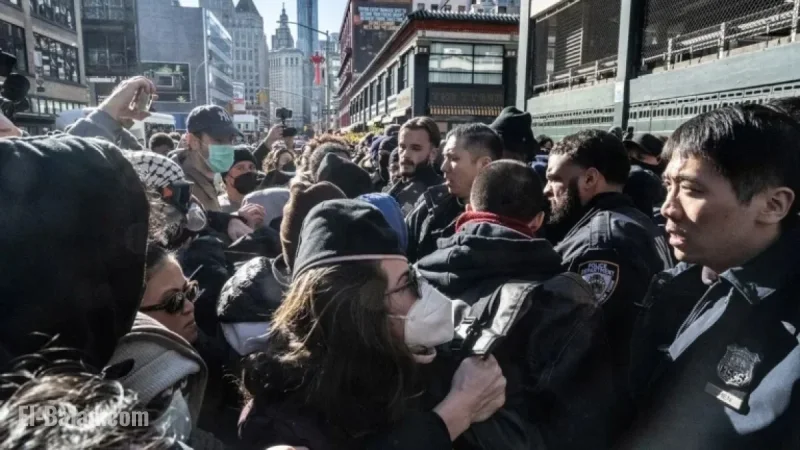 Protesters Halt Federal Immigration Efforts in Lower Manhattan