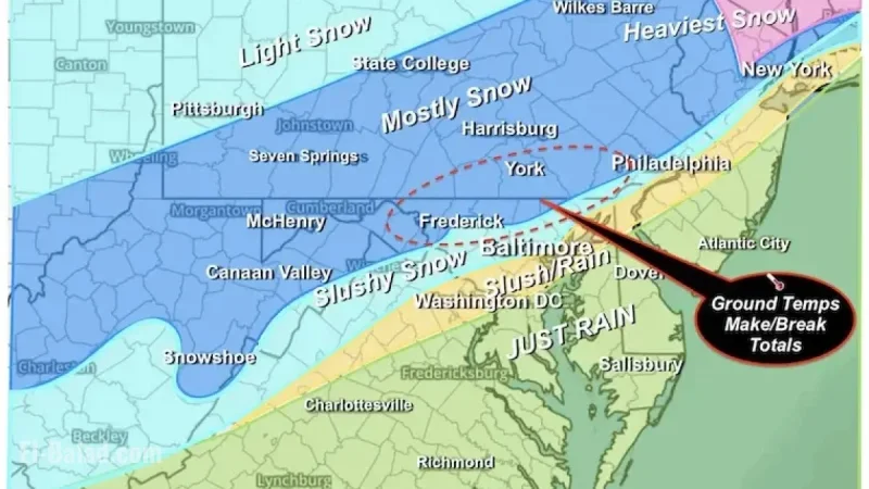Snowfall to Hit Baltimore and Major Cities on Tuesday