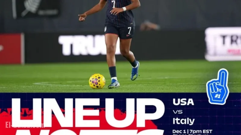 USWNT vs. Italy: Starting Lineup Highlights for Dec. 1 in Fort Lauderdale