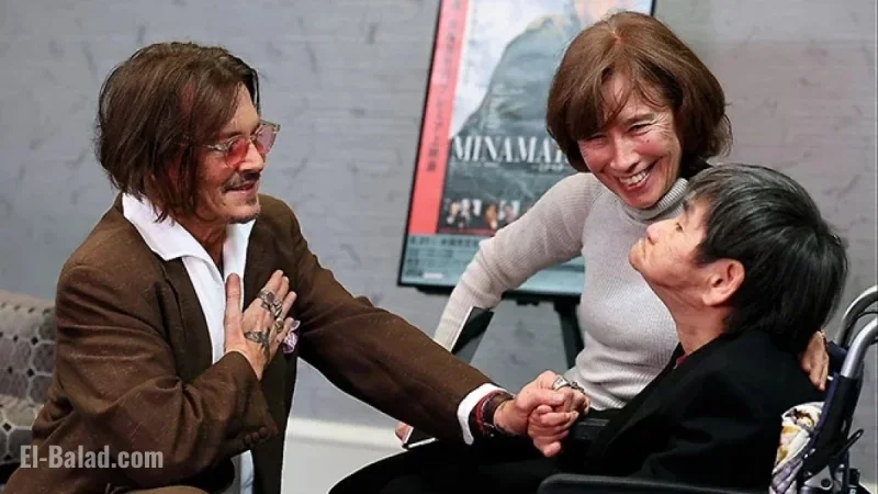 Johnny Depp Meets Minamata Disease Survivor Sakamoto
