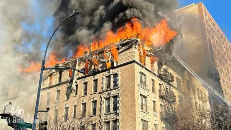 Blaze Engulfs Upper West Side Building, Scatters Debris on Sidewalk