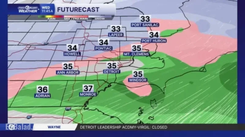 Metro Detroit Faces Morning Snow, Sleet, and Rain