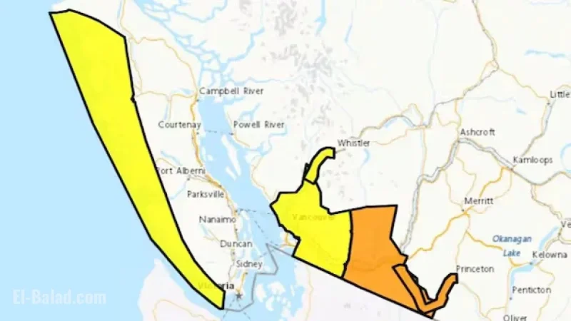 Heavy Rain to Hit B.C. South Coast; Orange Warning for Fraser Valley