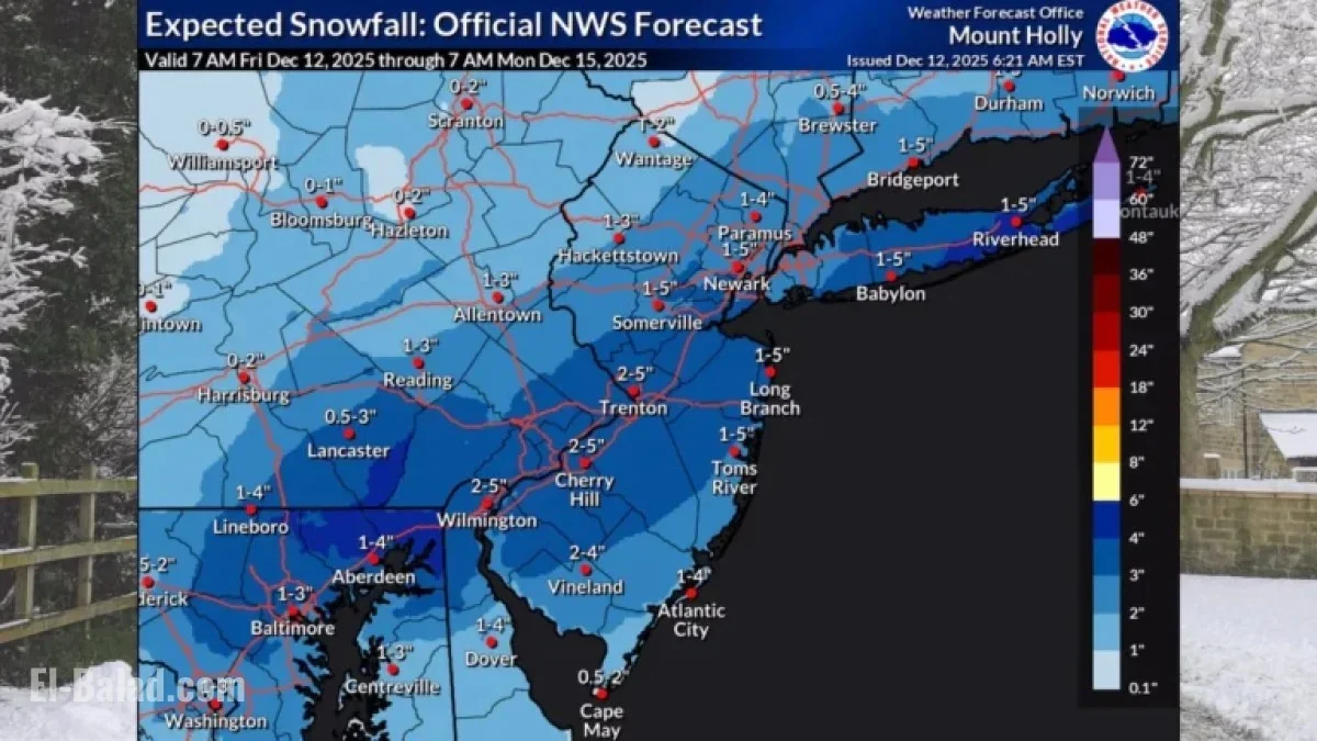 N.J. Weekend Storm: Snow Forecast Rises to 4 Inches – Latest Maps - El ...