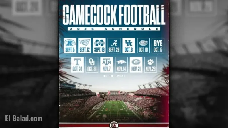 University of South Carolina Reveals 2026 Football Schedule