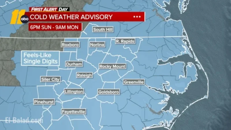 Arctic Front Brings Windy Cold Weather to Central North Carolina