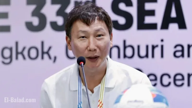 Coach Kim Sang-sik Holds Press Conference Before SEA Games 33 Semifinals