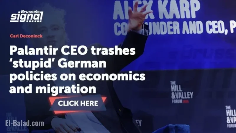 Palantir CEO Criticizes German Economic and Migration Policies