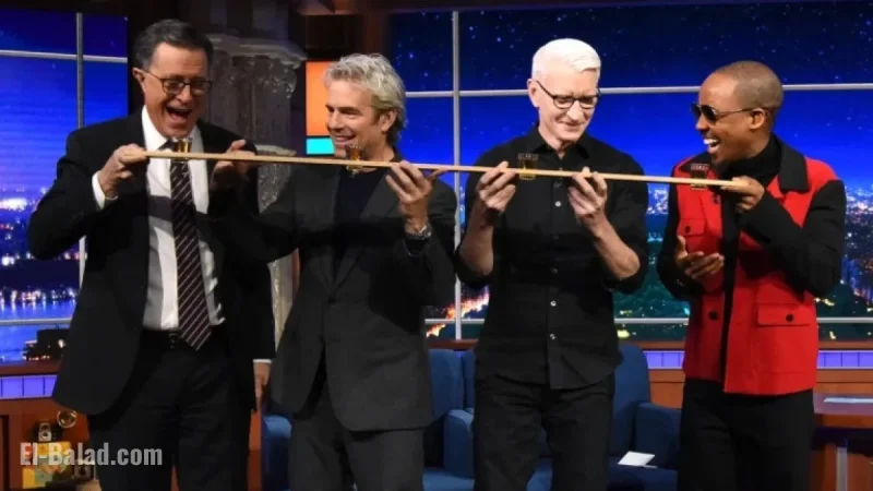 Anderson Cooper, Andy Cohen, and Colbert Enjoy Shotski on Late Show