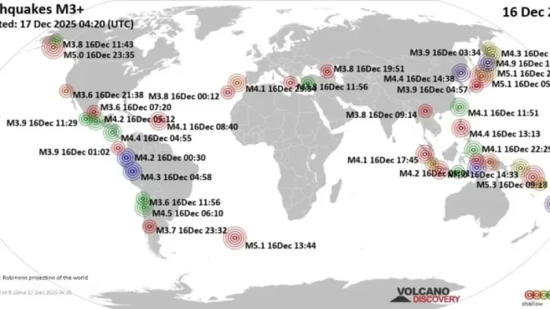 Global Earthquake Update: Tuesday, December 16, 2025