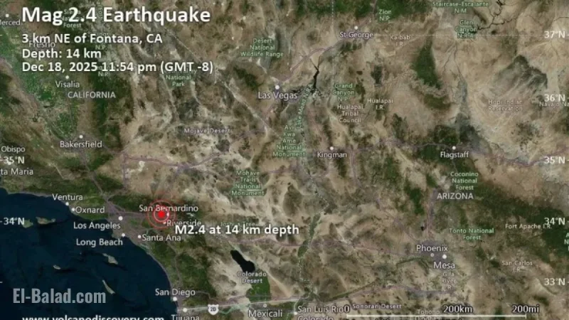 Seismic Event Reported Near Riverside, California on December 19, 2025