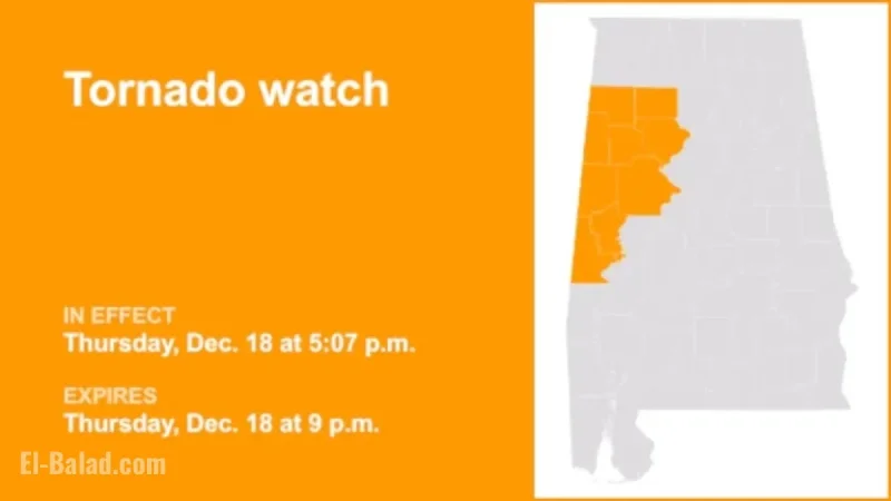 Tornado Watch Issued for Alabama Until Thursday Night