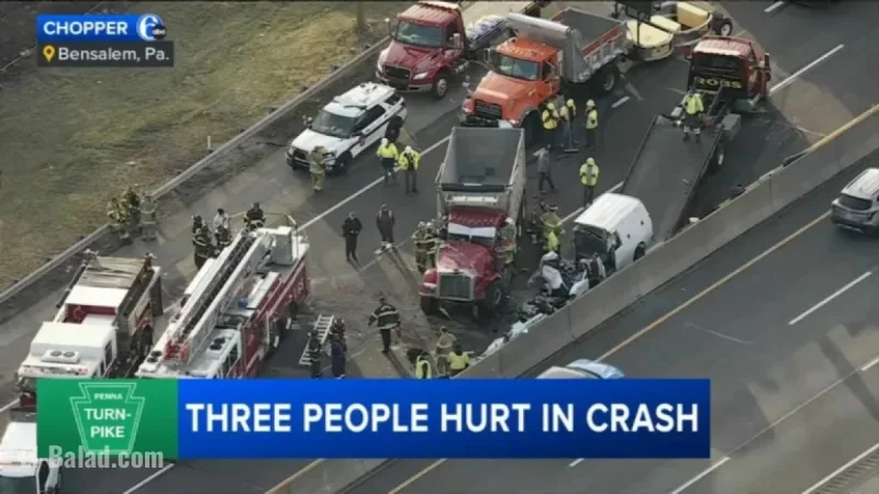 Crash on Pa. Turnpike in Bensalem Township Injures Three