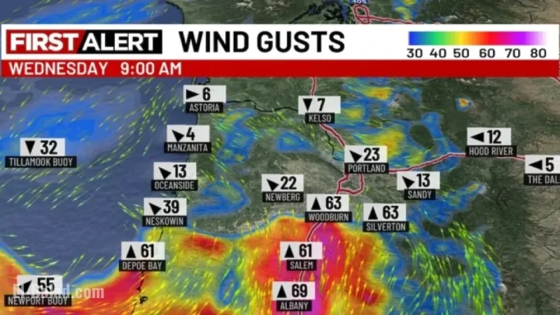 Strong Windstorm Threatens Christmas Eve in I-5 Corridor
