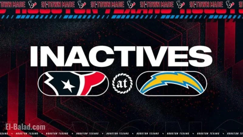 Texans Announce Inactives for Week 17 Against Chargers
