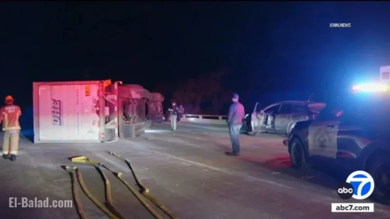 Overturned Truck Halts Traffic on Northbound 101 Freeway in Ventura County