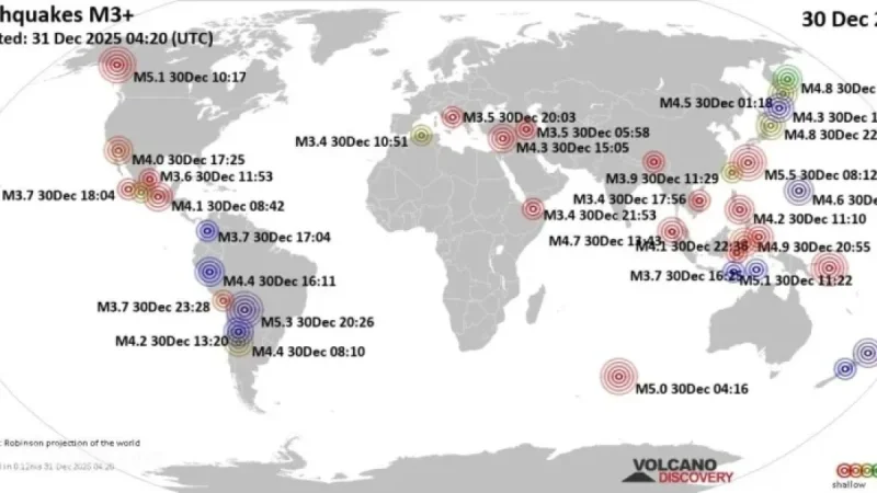 Global Earthquake Summary: December 30, 2025