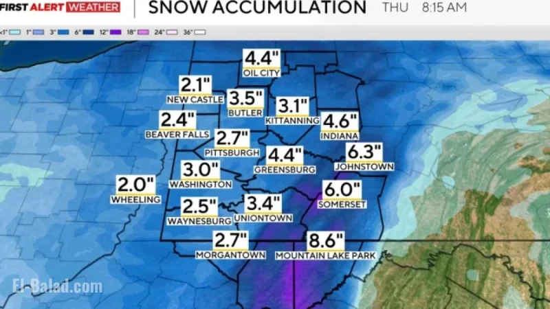 Heavy Snowfall to Chill Pittsburgh Area on New Year’s Eve