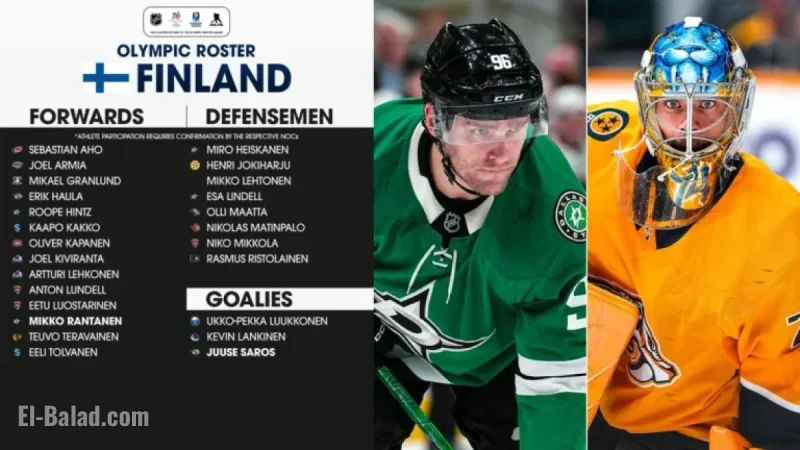 Finland Announces 2026 Winter Olympics Team Featuring Tolvanen, Kiviranta